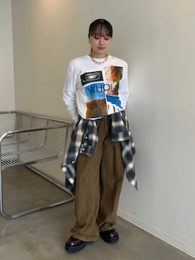 「MAISON SPECIAL（メゾンスペシャル）の【2026Autumn PRE-ORDER】Double-Waist Wide Tuck Pants/ダブルウエストワイドタックパンツ（その他パンツ、グリーン系）」を使った、MAISON SPECIALさん（レディース・158cm）の秋コーディネート