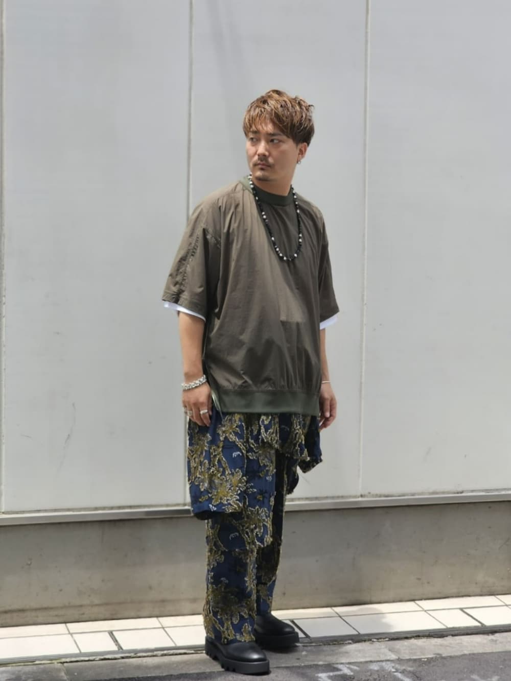 ユニセックスアイテム》アロハカットジャガードワンタックワイド