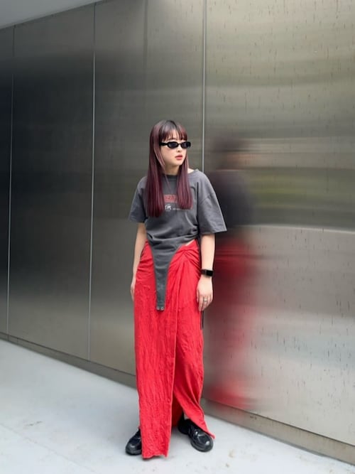 Washer Processing Shirring Maxi Skirt/ワッシャーシャーリング