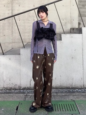 「MAISON SPECIAL（メゾンスペシャル）の2WAY Stud Loafers/2WAYスタッズローファー（ローファー、ブラック系）」を使った、MAISON SPECIALさん（レディース・158cm）の秋コーディネート