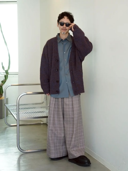 UNISEX》Mix Color Fancy Yarn Prime-Over Knit Cardigan/ミックス