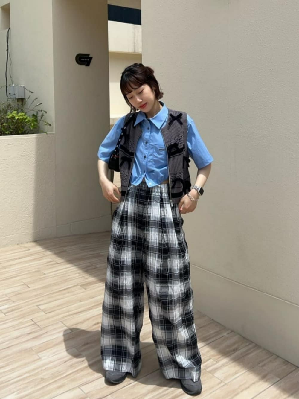 SALE】2way Waist Checkered Pants