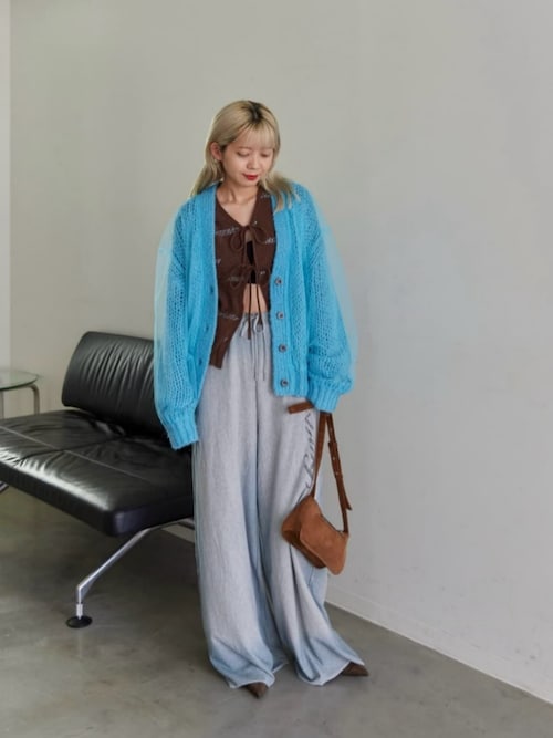 Tulle Layered Low Gauge Reversible Knit Cardigan/チュール