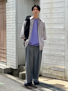 「MAISON SPECIAL（メゾンスペシャル）のアイテム（サンダル）」を使った、MAISON SPECIALさん（メンズ・177cm）の夏コーディネート