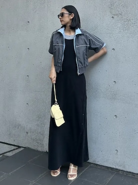 「MAISON SPECIAL（メゾンスペシャル）の【2026SUMMER PRE-ORDER】Tank Set Pile Flare Dress/タンク付パイルフレアワンピース（ワンピース、ブラック系）」を使った、MAISON SPECIALさん（メンズ・168cm）の春コーディネート