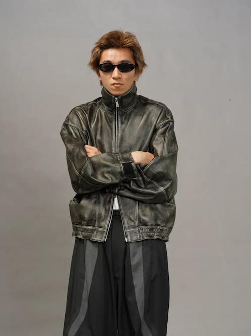 UNISEX》Sheep Leather Stand Collar Blouson/シープレザースタンド