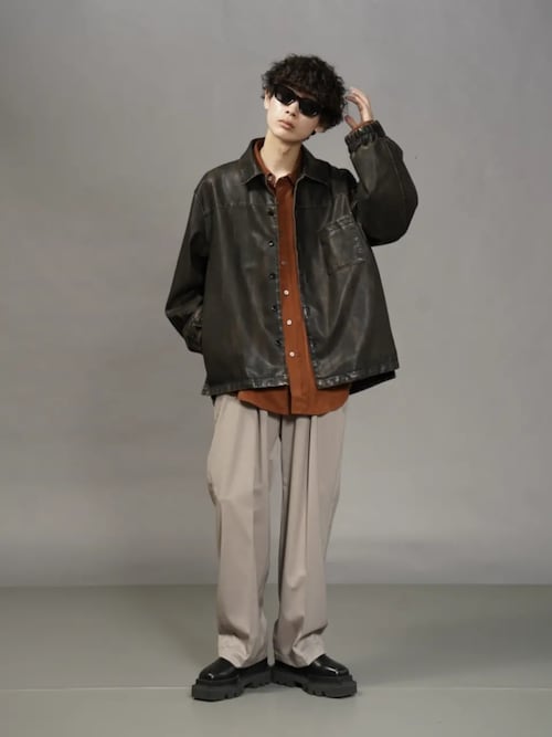 メゾンスペシャル　アーティフィカルレザープライムオーバージップアップブルゾン Artificial Leather Prime-Over Zip-Up Blouson