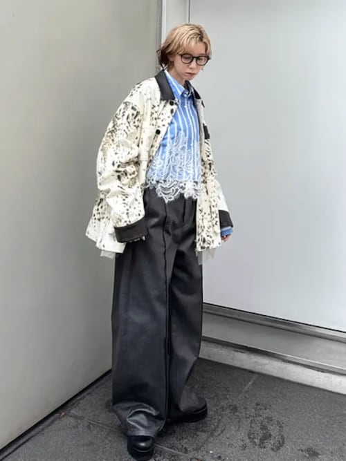 Striped Lace Shirt/ワイドスカラップレースシャツ（シャツ/ブラウス