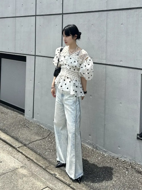 2way Sleeve Dot Ruffle Blouse/2WAYスリーブドットフリル