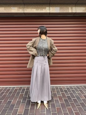 「ニットベスト」｜「アイテム（スカート、グレー系）」を使った、MAISON SPECIALさん（レディース・160cm）の夏コーディネート