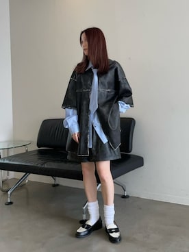 2way Vegan Leather Shirt/2WAYヴィーガンレザーシャツ【MAISON 