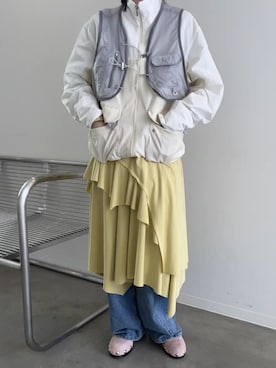 「MAISON SPECIAL（メゾンスペシャル）のVolume Studded Wood Clogs/ボリュームスタッズウッドサボ（その他シューズ、ピンク系）」を使った、MAISON SPECIALさん（メンズ・168cm）の春コーディネート