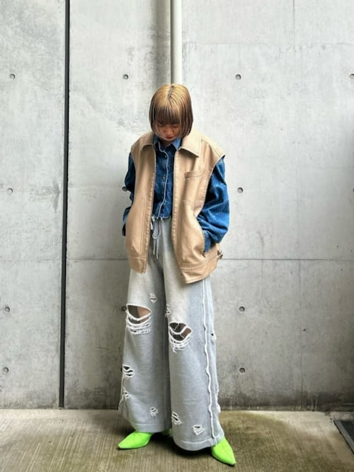 Sweat Distressed Wide Pants/スウェットダメージワイドパンツ【MAISON SPECIAL/メゾンスペシャル】