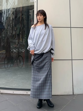 「MAISON SPECIAL（メゾンスペシャル）の【2026Autumn PRE-ORDER】Round-Toe Wide Long Boots/ラウンドトゥワイドロングブーツ（ブーツ、ブラック系）」を使った、MAISON SPECIALさん（レディース・155cm）の夏コーディネート