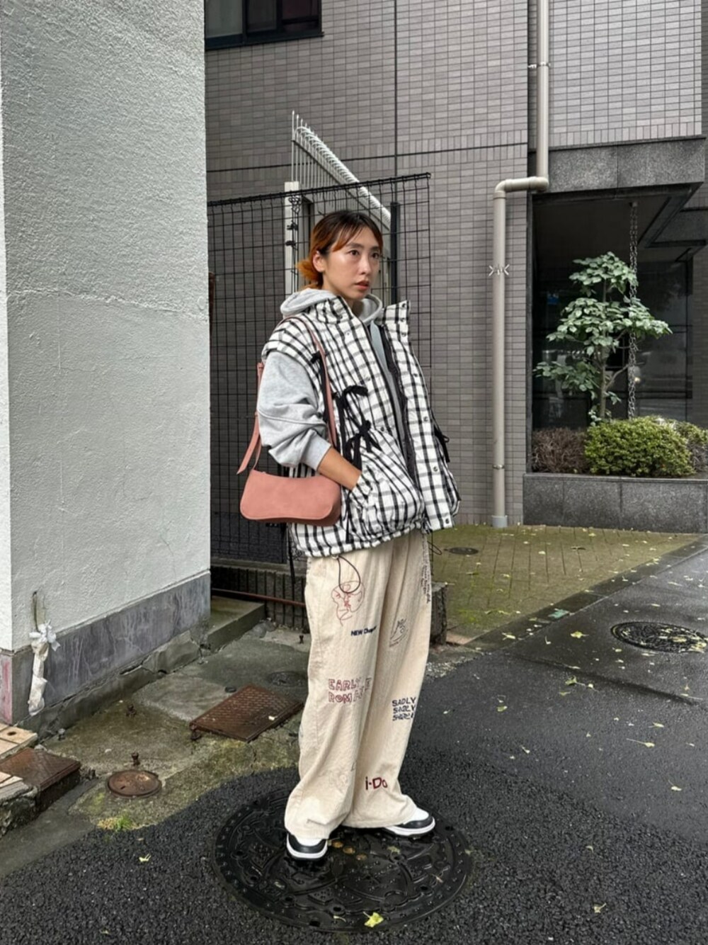 2way Checkered Ribbon Puffer Jacket/2WAYチェックリボンパッ