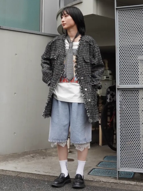 Fringe Tweed Long Jacket/フリンジツイードジャケット（テーラード