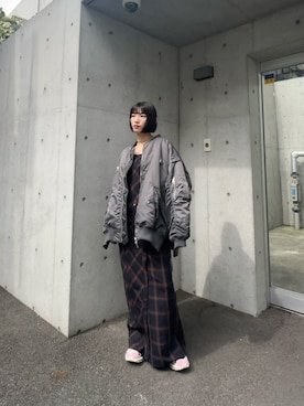 「MAISON SPECIAL（メゾンスペシャル）のアイテム（MA-1）」を使った、MAISON SPECIALさん（レディース・160cm）の夏コーディネート