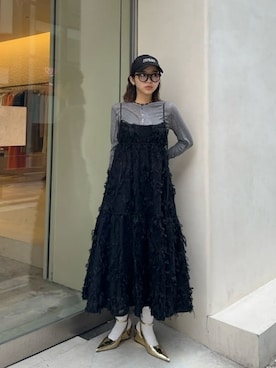 2way Cut Fringe Jacquard Maxidresses/2WAYカットフリンジジャガード