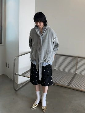 「アイテム（パーカー）」を使った、MAISON SPECIALさん（レディース・163cm）の夏コーディネート