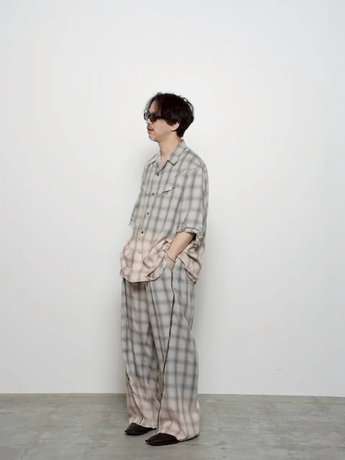 UNISEX》Destroy Damage Prime-Wide Ombre Check Relaxing Pants