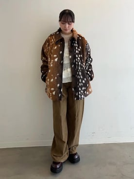 「MAISON SPECIAL（メゾンスペシャル）の【2026Autumn PRE-ORDER】Double-Waist Wide Tuck Pants/ダブルウエストワイドタックパンツ（その他パンツ、グリーン系）」を使った、MAISON SPECIALさん（レディース・158cm）の秋コーディネート