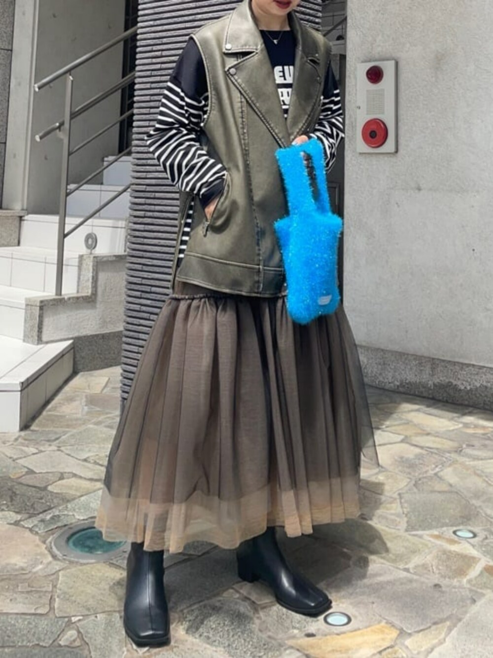 Reversible Tiered Volume Skirt/リバーシブルティアードボリューム