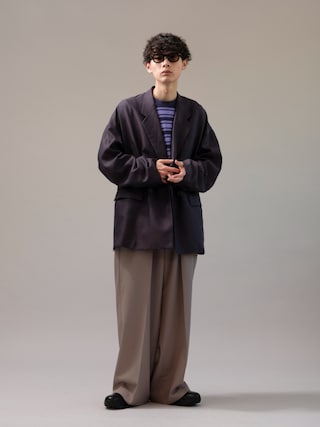MAISON SPECIAL/ネイビー ストライプ ダブルブレストジャケット パウダリーストレッチツイル ダブルブレストジャケット 紺