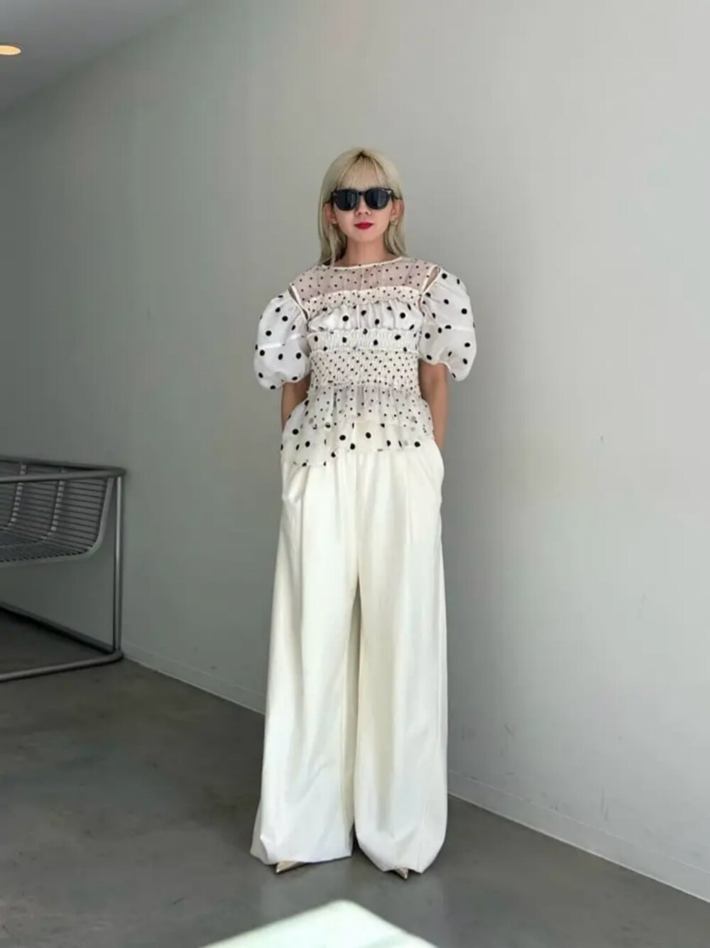 2way Sleeve Dot Ruffle Blouse/2WAYスリーブドットフリルブラウス