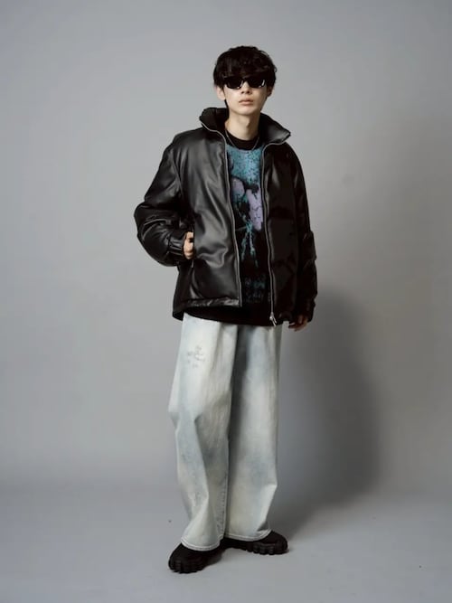 UNISEX》Contemporary Art Jacquard Prime-Over Crew Neck Shaggy Knit