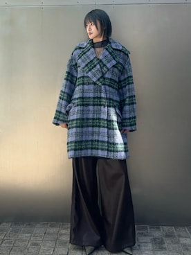 「MAISON SPECIAL（メゾンスペシャル）の【26WINTER PRE-ORDER】Mohair Shaggy Coat/モヘアシャギーコート（チェスターコート、パープル系）」を使った、MAISON SPECIALさん（レディース・158cm）の秋コーディネート