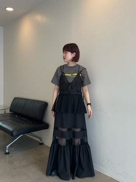 Dot Pattern Tulle One-piece Dress/ドットチュールティアード 