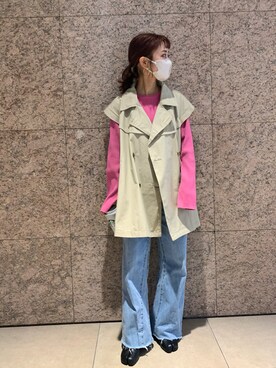 「マルジェラ」｜「アイテム（トレンチコート）」を使った、sugawara aoiさん（レディース・148cm）の冬コーディネート