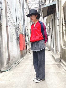 「アイテム（ハット）」を使った、polcadotさん（レディース・163cm）の夏コーディネート