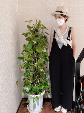 「たすき掛け」｜「アイテム（サロペット/オーバーオール）」を使った、polcadotさん（レディース・158cm）の夏コーディネート