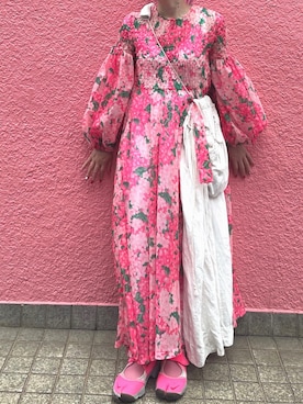 「古着」｜「アイテム（ワンピース/ドレス）」を使った、nico0101sayonaraさん（レディース・156cm）の夏コーディネート