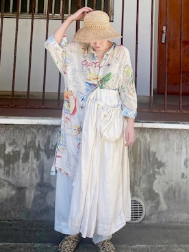 「アイテム（シャツワンピース）」を使った、nico0101sayonaraさん（レディース・156cm）の夏コーディネート