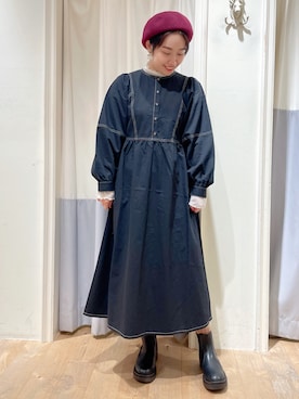 「ブーツコーデ」｜「アイテム（ハンチング/ベレー帽）」を使った、お芋ちゃん🐔🍠さん（レディース・160cm）の秋コーディネート