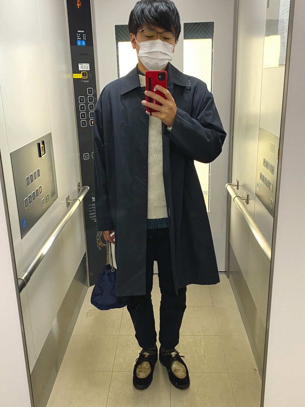 APC ブラック ステンカラーコート 長さ約90cm A.P.C.のステン