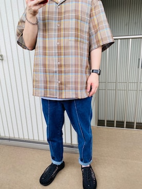 「チェックシャツ」｜「アイテム（タンクトップ）」を使った、KOHEIさん（メンズ・159cm・20代）の夏コーディネート