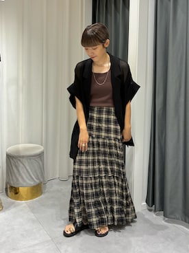 「アイテム（タンクトップ）」を使った、hidemiさん（レディース・155cm）の夏コーディネート