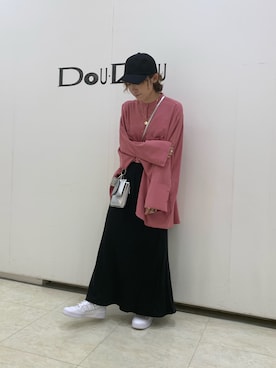 「ビッグシャツ」｜「アイテム（キャップ）」を使った、hidemiさん（レディース・154cm）の秋コーディネート