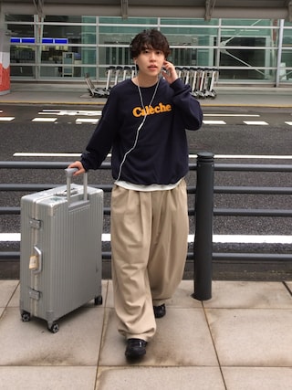 「CITEN(シテン)の<CITEN>チノタックワイドパンツ(チノパンツ)」を使った、りょうさん(メンズ・165cm)の秋コーディネート