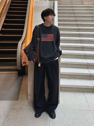 「TODAYFUL(トゥデイフル)の【TODAYFUL/トゥデイフル】Twill Wide Trousers/ツイルワイドトラウザーズパンツ(スラックス)」を使った、りょうさん(メンズ・165cm)の秋コーディネート
