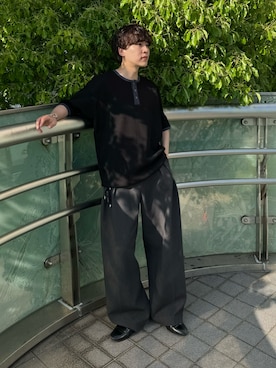 「TODAYFUL（トゥデイフル）のBonding Wide Trousers（その他パンツ、グレー系）」を使った、りょうさん（メンズ・165cm）の春コーディネート