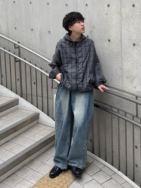 「Resollのアイテム（デニムパンツ、ブルー系）」を使った、りょうさん（メンズ・165cm）の春コーディネート