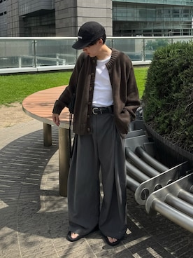 「アイテム（スラックス）」を使った、りょうさん（メンズ・165cm）の秋コーディネート