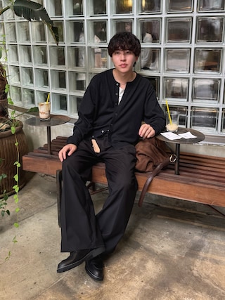 「WYM LIDNM(ウィム バイ リドム)のGRAINED LEATHER U-TIP DERBY SHOES(ドレスシューズ)」を使った、りょうさん(メンズ・165cm)の秋コーディネート