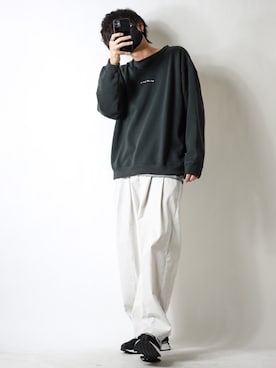 「バックプリント」｜「アイテム（福袋/福箱）」を使った、TJさん（メンズ・177cm）の冬コーディネート