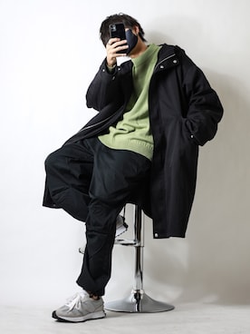 「Ellno Loset（エルノロゼット）のアイテム（モッズコート）」を使った、TJさん（メンズ・177cm）の冬コーディネート