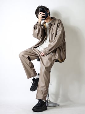 「MinoriTY（マイノリティ）のアイテム（セットアップ）」を使った、TJさん（メンズ・177cm）の秋コーディネート
